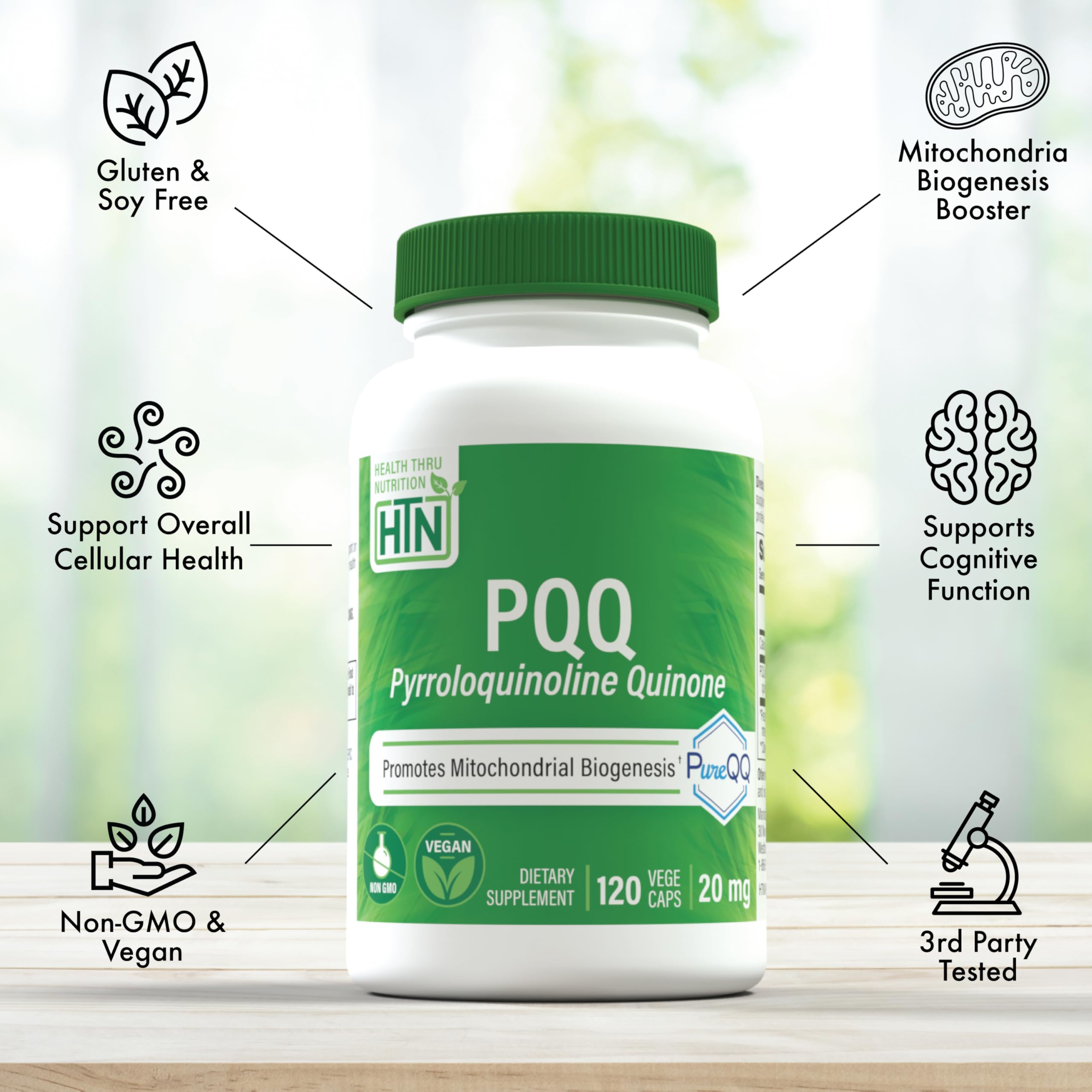 Health Thru Nutrition PQQ serving info reveals 120 servings per bottle