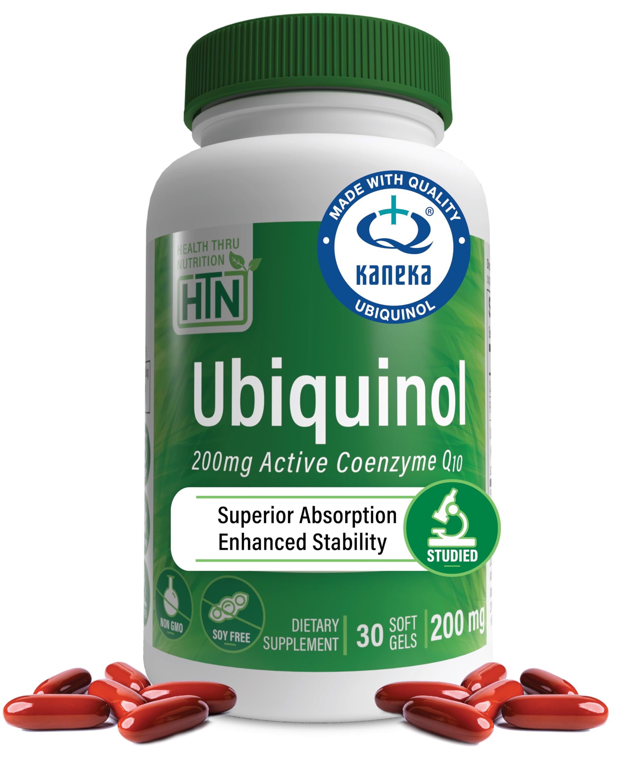 Health Thru Nutrition ubiquinol bottle with 30 softgels for daily use