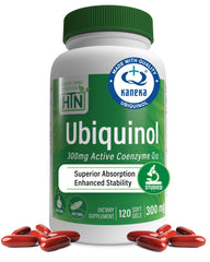 Health Thru Nutrition Ubiquinol 300mg softgel bottle showing enhanced bioavailability for daily energy.