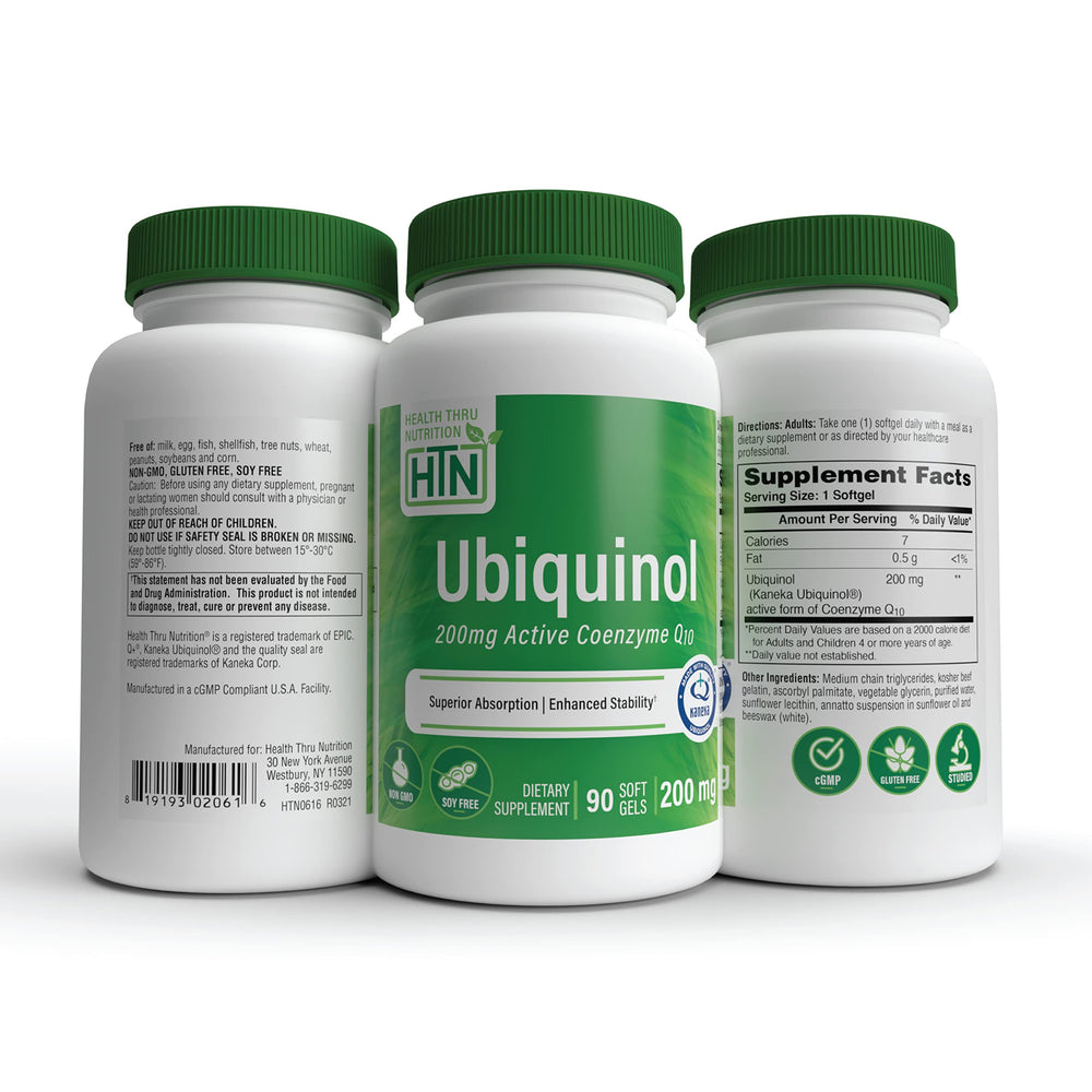 Label detail emphasizing Kaneka QH Ubiquinol quality