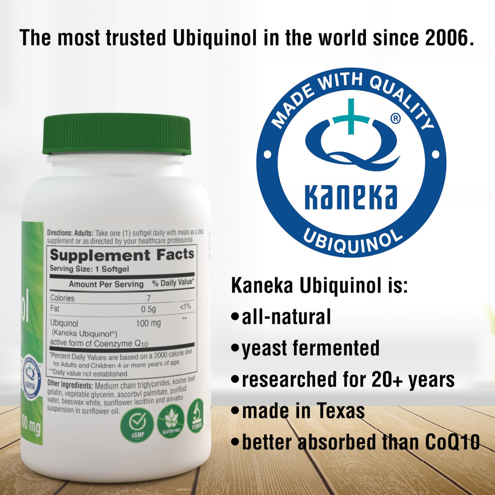 Health Thru Nutrition ubiquinol softgel capsules closeup showing smooth texture.