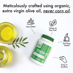 Health Thru Nutrition Vitamin D3 organic EVOO illustration highlighting natural carrier