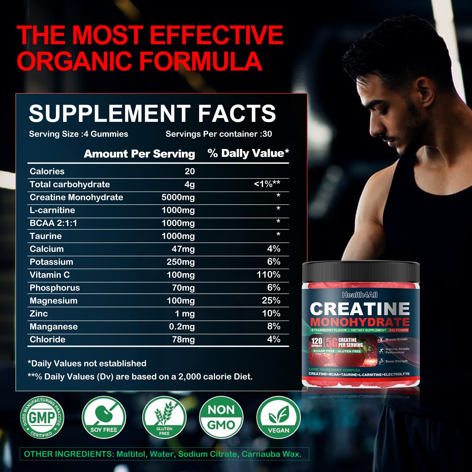 Health4All Creatine Gummies provide energy support during workouts