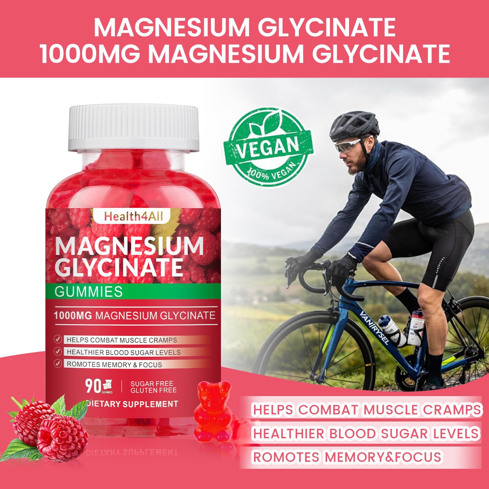 Health4All glycinate gummies with vitamin D and B6 for nutrient synergy.