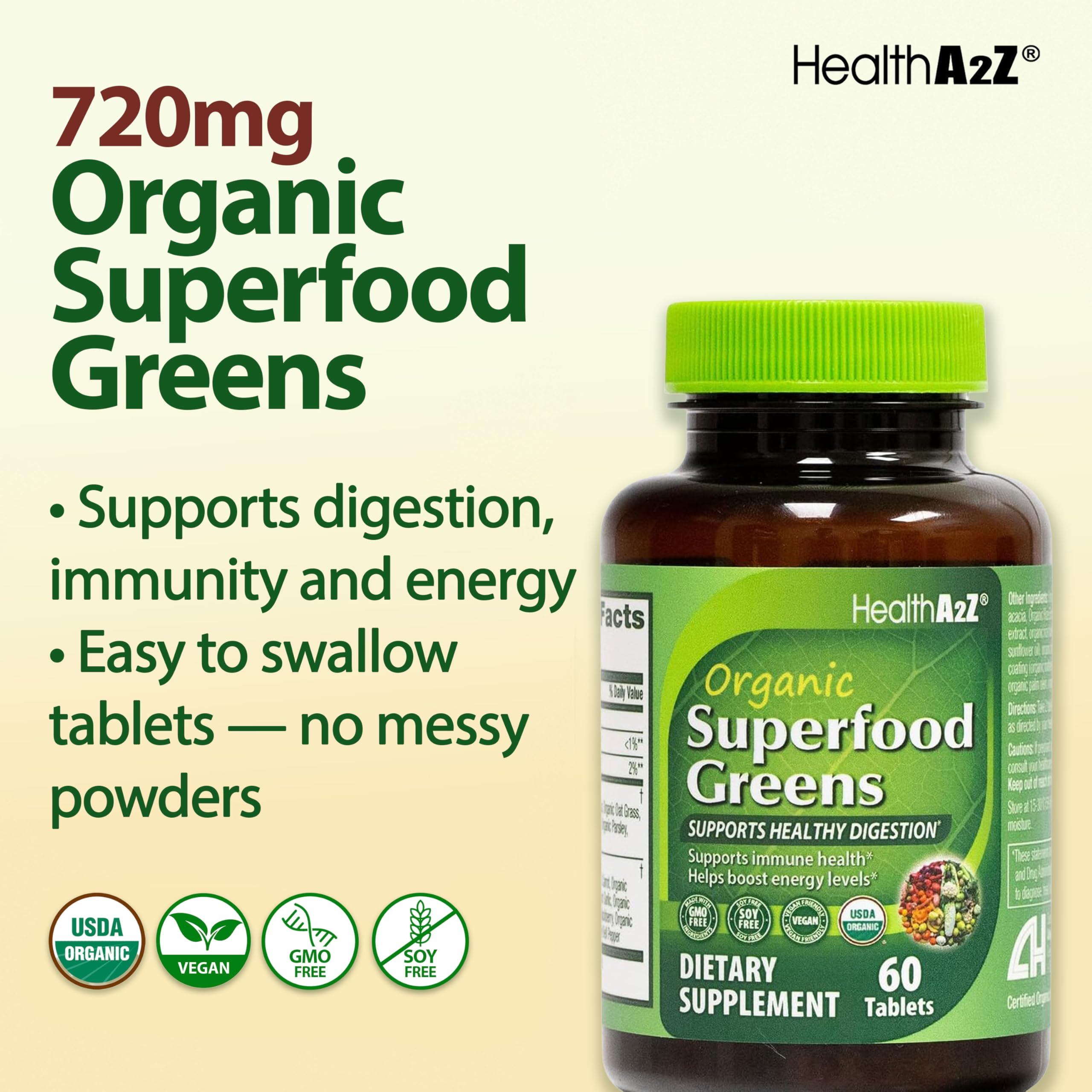 HealthA2Z Certified-organic-US-made GMP seal signals purity and safety.