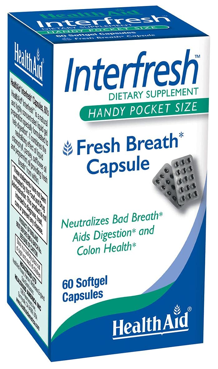 HealthAid Interfresh bottle-label shows natural ingredients for daily freshness.