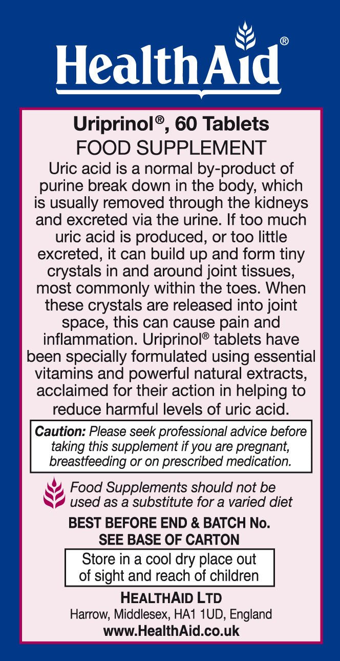 HealthAid Uriprinol celery seed capsule close-up supports lifestyle-friendly dosing