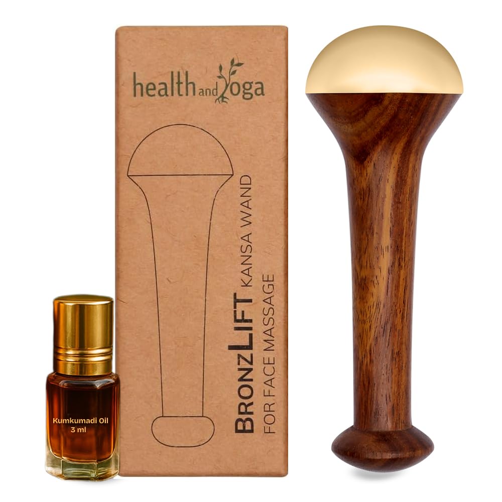 HealthAndYoga BronzLift kansa face wand with dome for facial reflexology and relaxation.