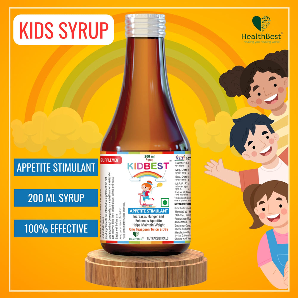 HealthBest Kidbest pineapple flavor bottle attracts kids and encourages eating.