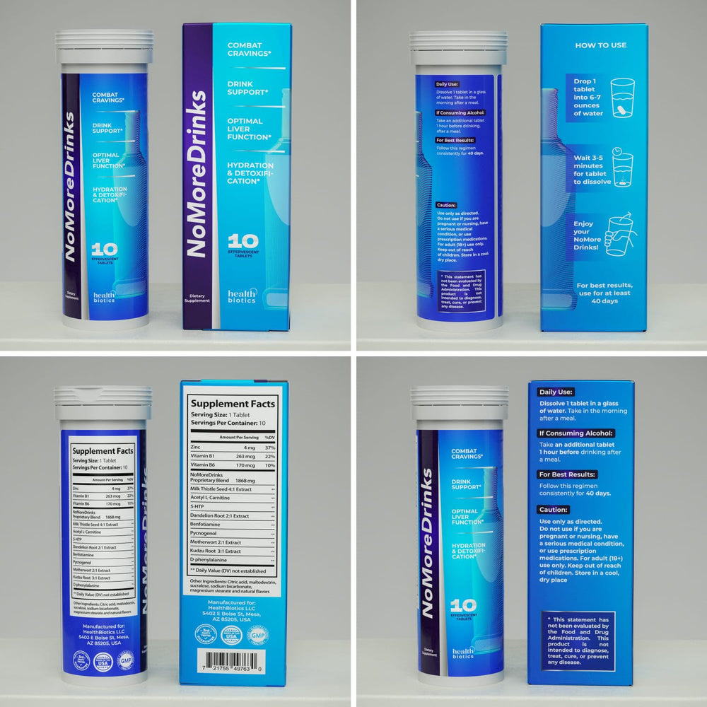 Healthbiotics NoMoreDrinks energy pills on hand for daily energy support