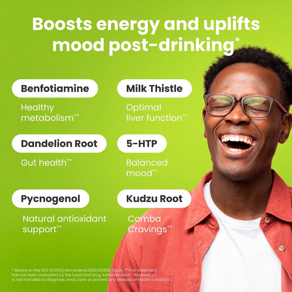 Healthbiotics NoMoreDrinks packaging box on countertop