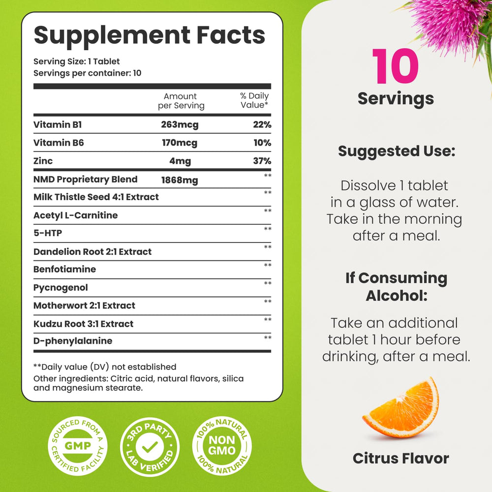 Healthbiotics NoMoreDrinks pill close-up on table for daily use