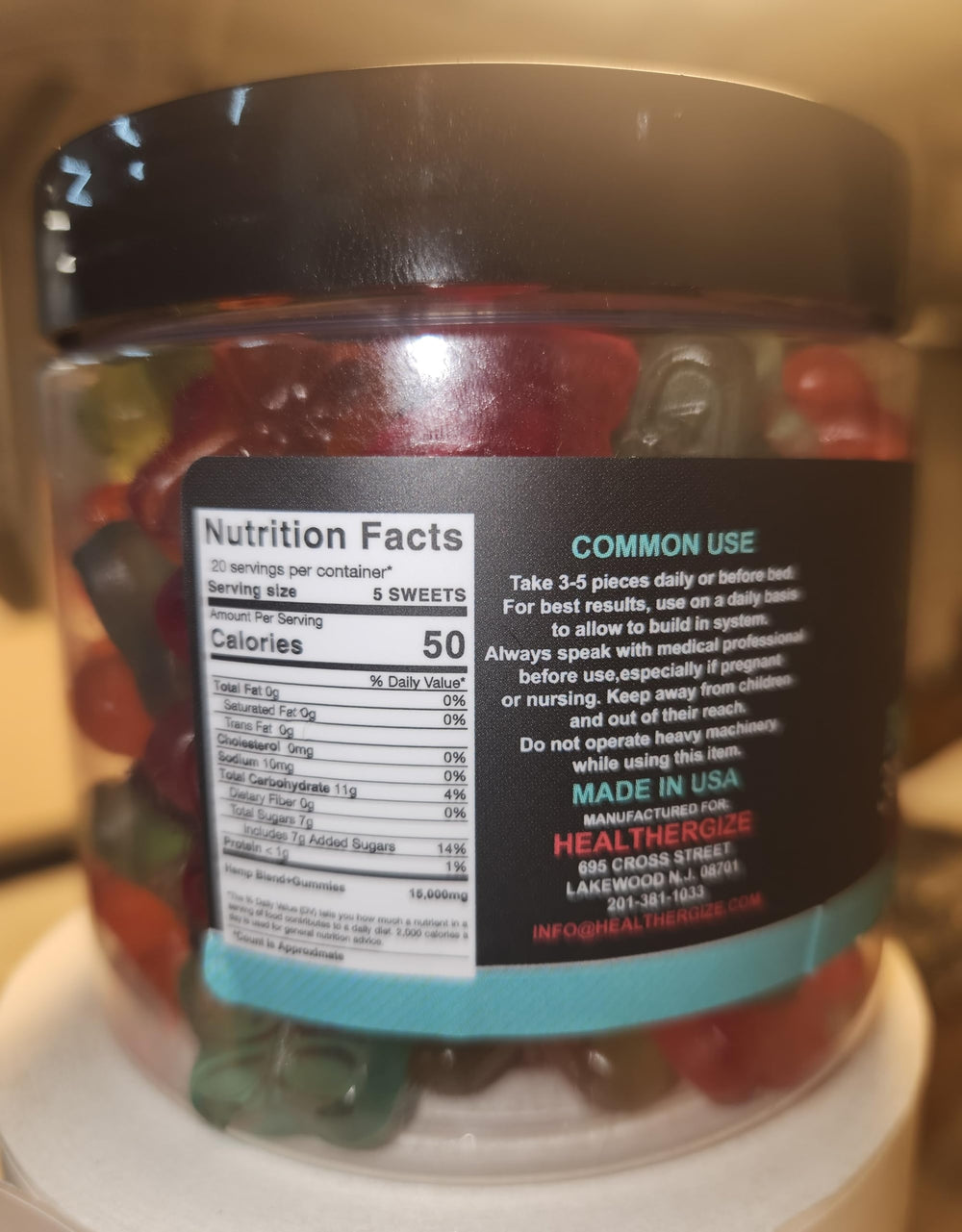 Healthergize 100-count pack bottle shown for convenient daily use.
