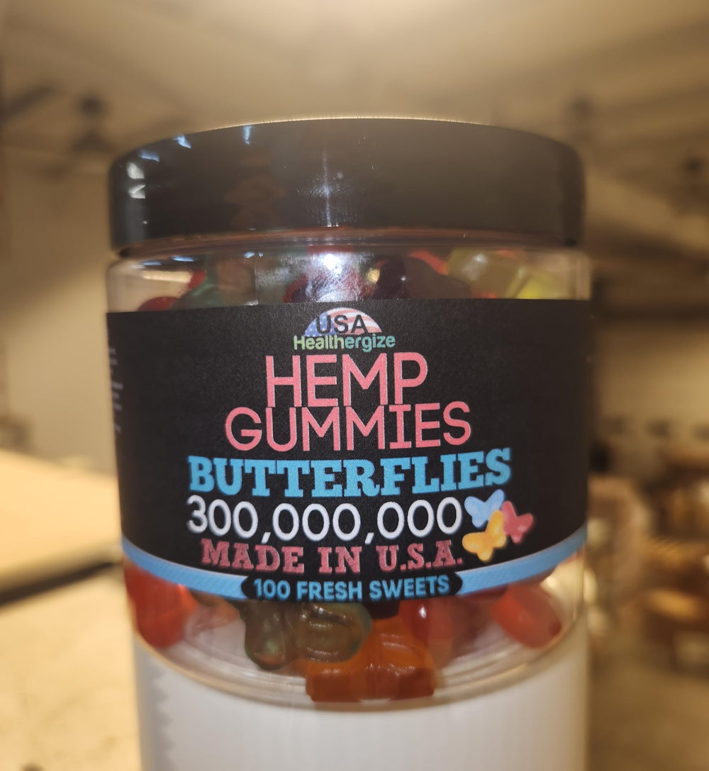 Healthergize bursting fruity flavors appear on gummies for an appetizing treat.