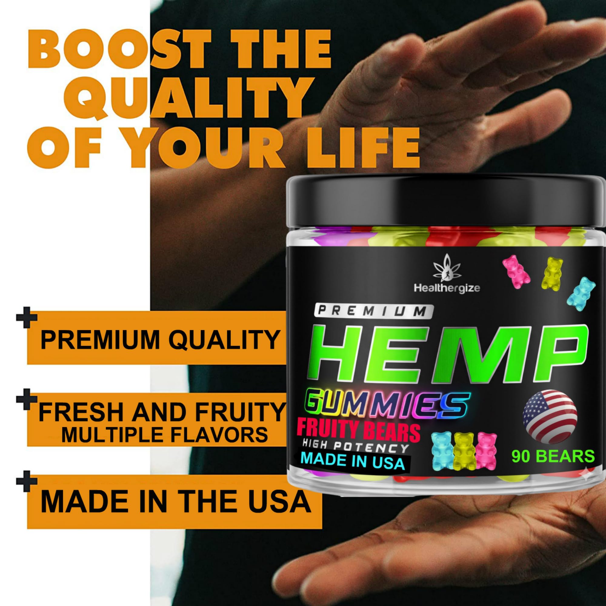 Healthergize gummies easy-to-chew for quick consumption.