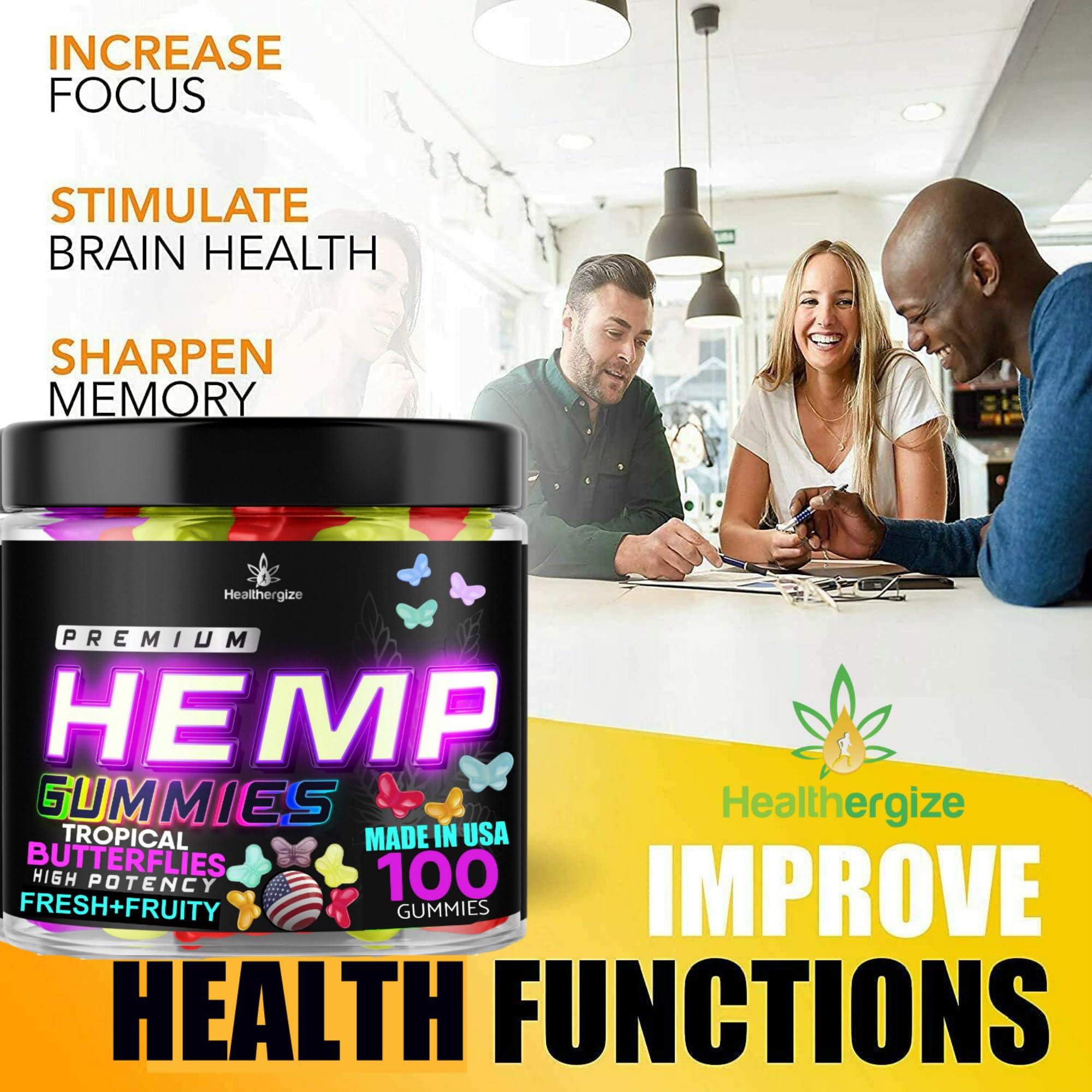 Healthergize factory-sealed packaging communicates freshness and tamper-proof assurance.