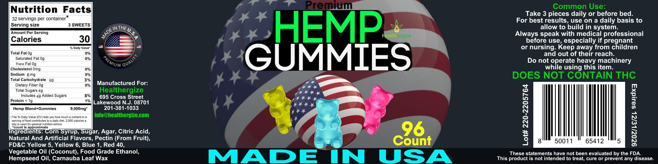 Healthergize Hemp Gummies easy to swallow for quick relief