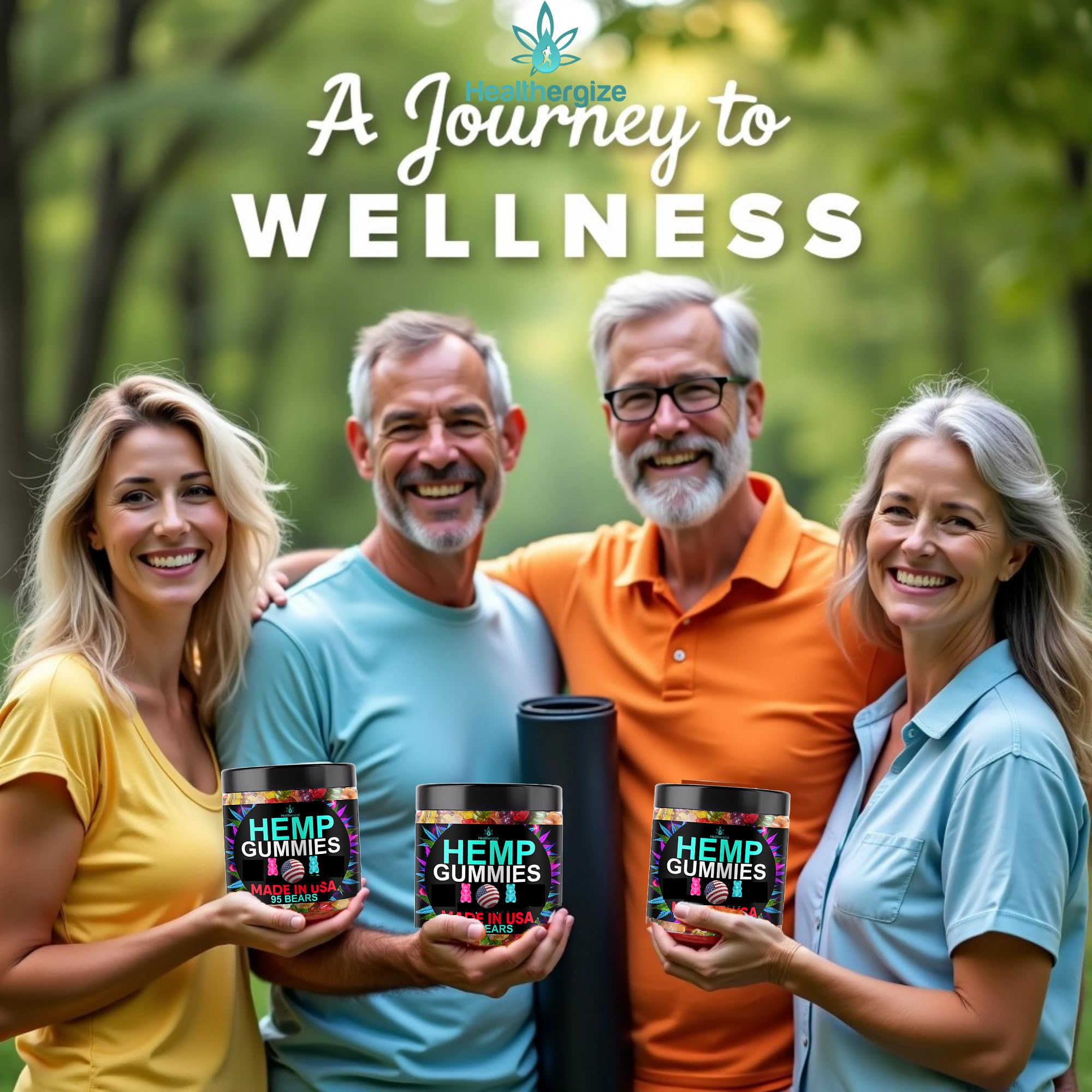 Healthergize hemp gummies night routine scene with tea and a calm atmosphere.