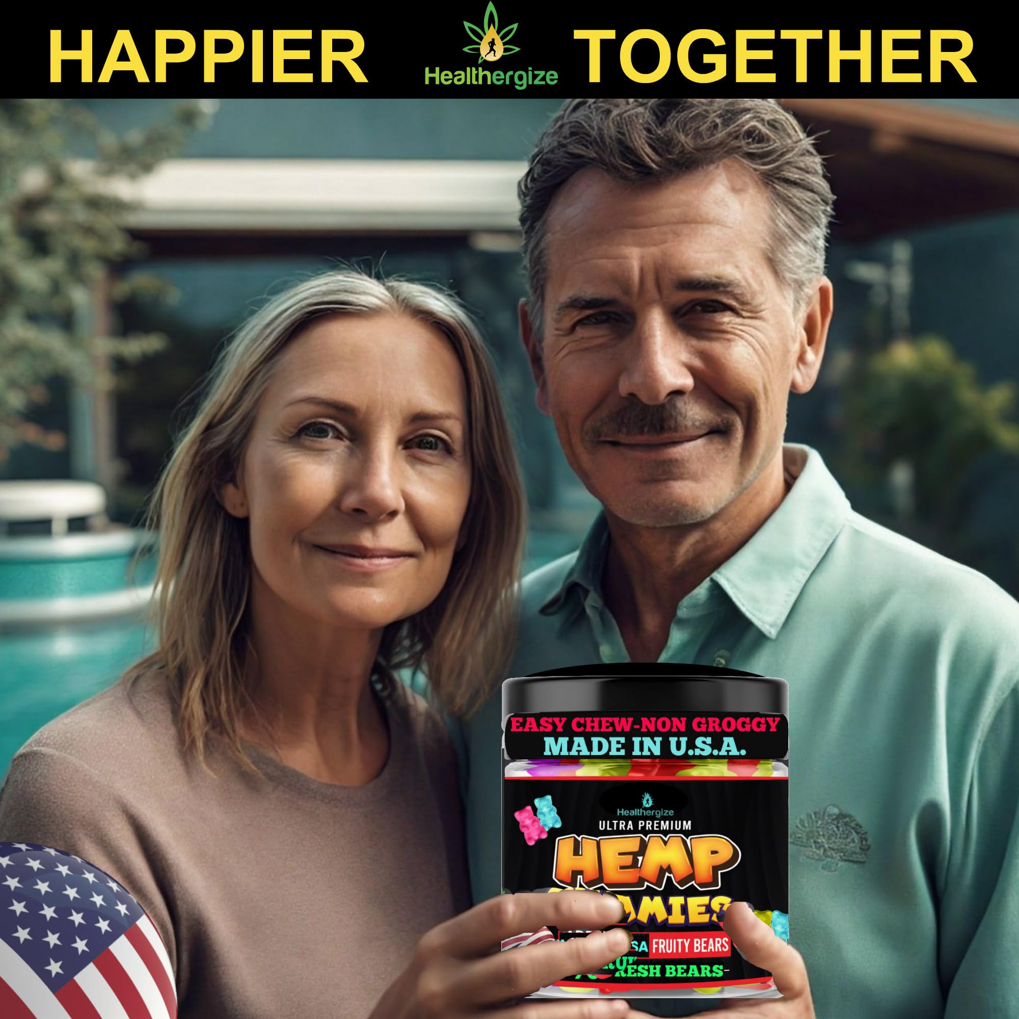 Healthergize gummies with omega-3-6-9 benefits and tropical pineapple notes.