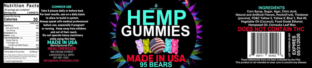 Healthergize hemp gummies relaxing moment on a bedside table.