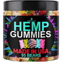 Healthergize hemp gummies sleep bottle for nighttime calm and unwinding.