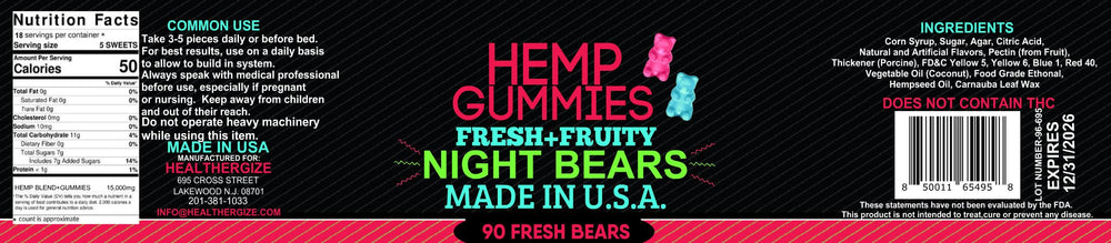 Healthergize hemp gummies sleep-ready setup evokes calm mood before bed.