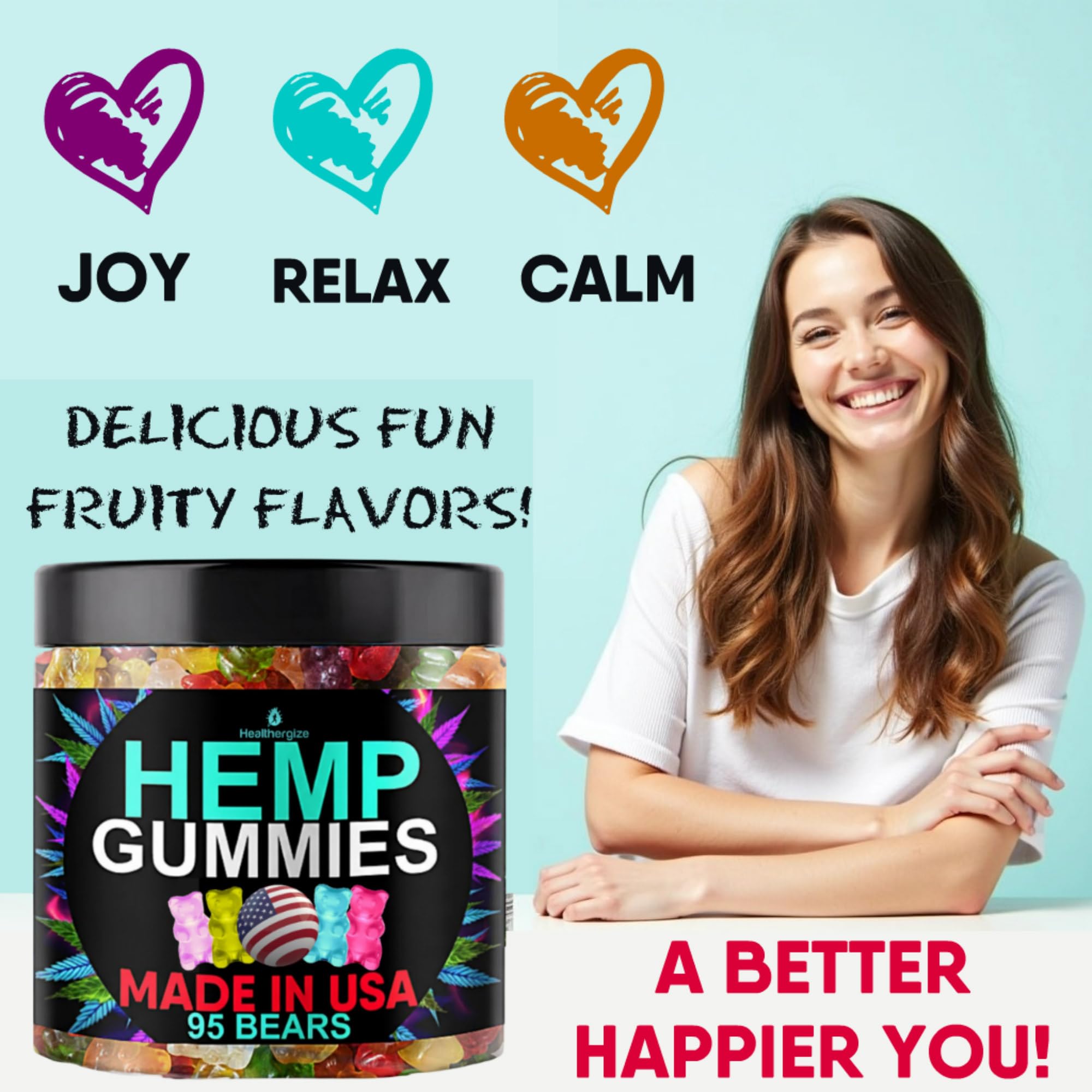 Healthergize hemp gummies USA made label reinforces trusted manufacturing standards.