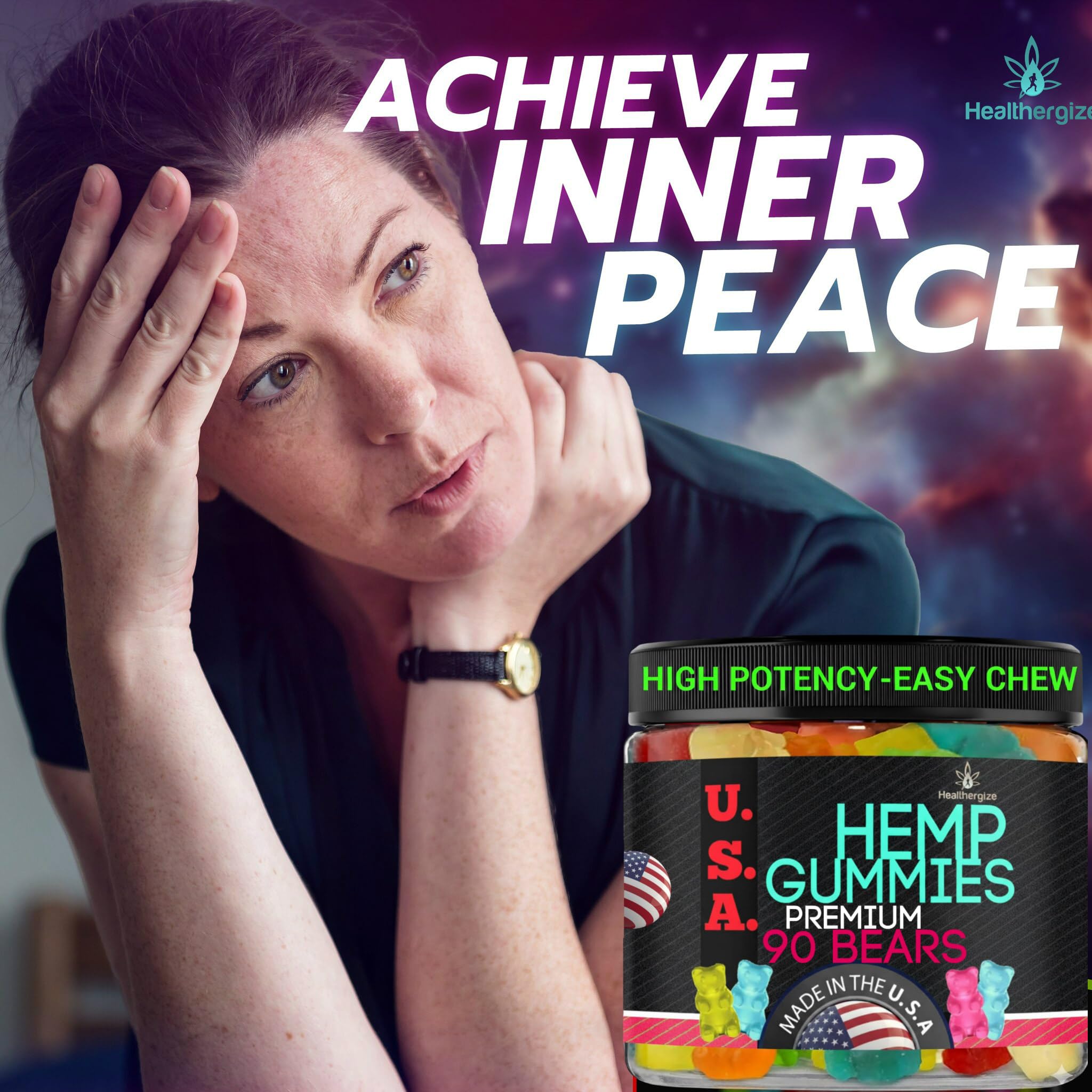 Healthergize high potency hemp oil gummies geared toward mood balance