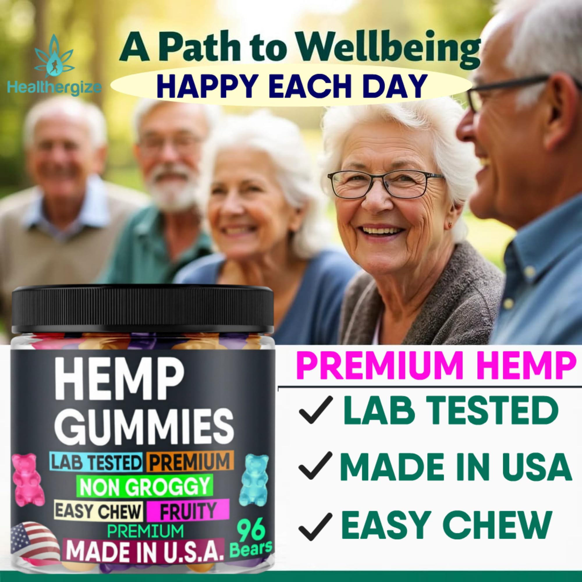 Healthergize non-groggy formulation graphic highlights easy daily use without grogginess.