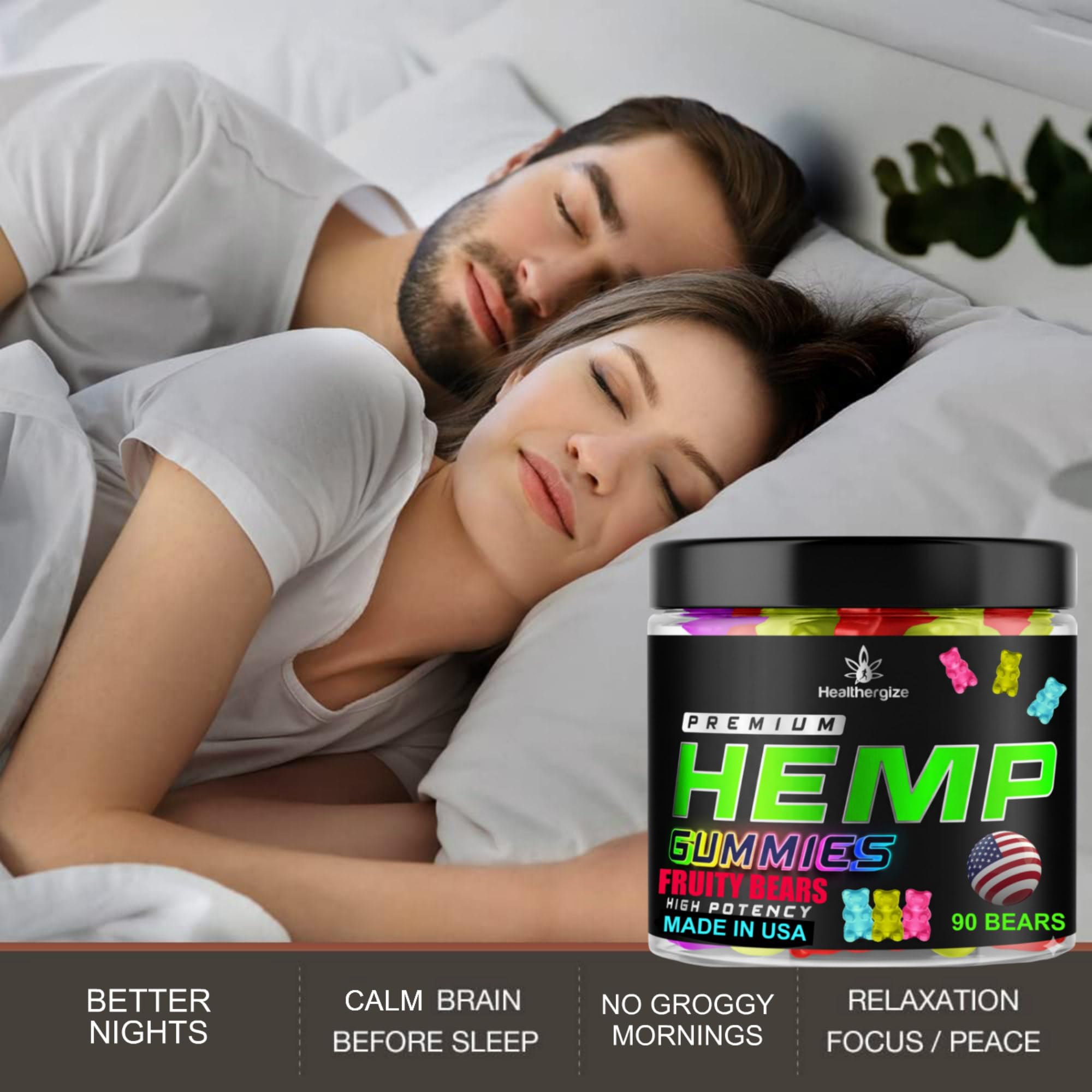 Healthergize premium hemp gummies pack for convenient daily use.