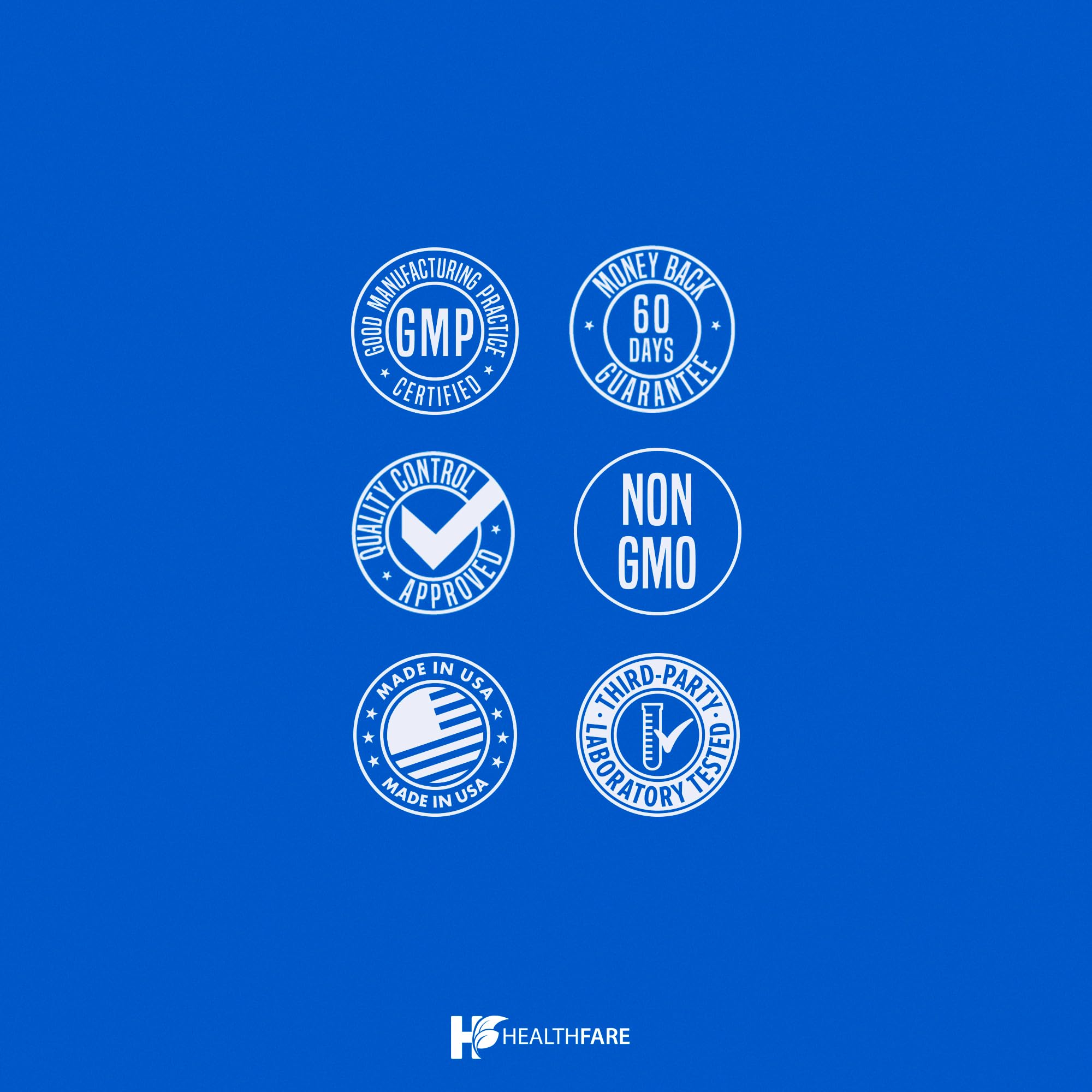 HealthFare gluten free badge on bottle packaging appealing to sensitive diets.