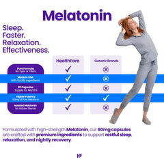 Healthfare Melatonin label detail with gluten-free and non-GMO notes