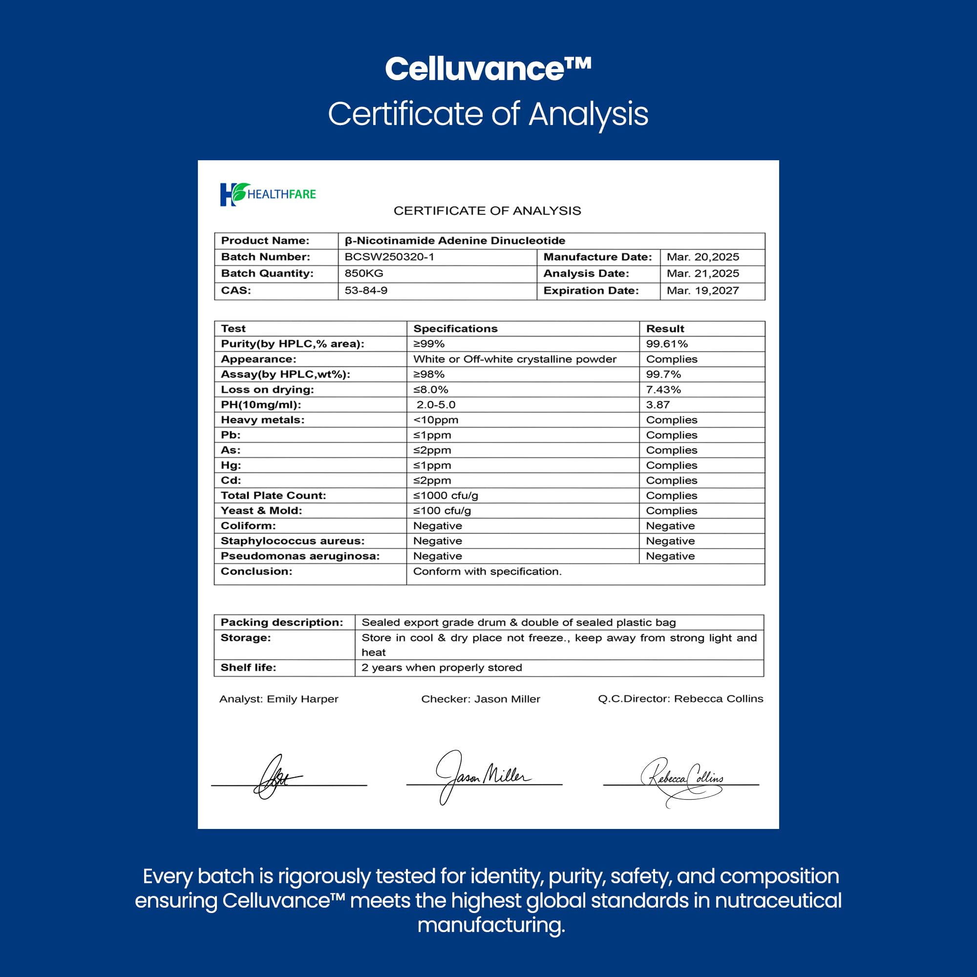 Healthfare Resveratrol and CoQ10 blend label for vitality.