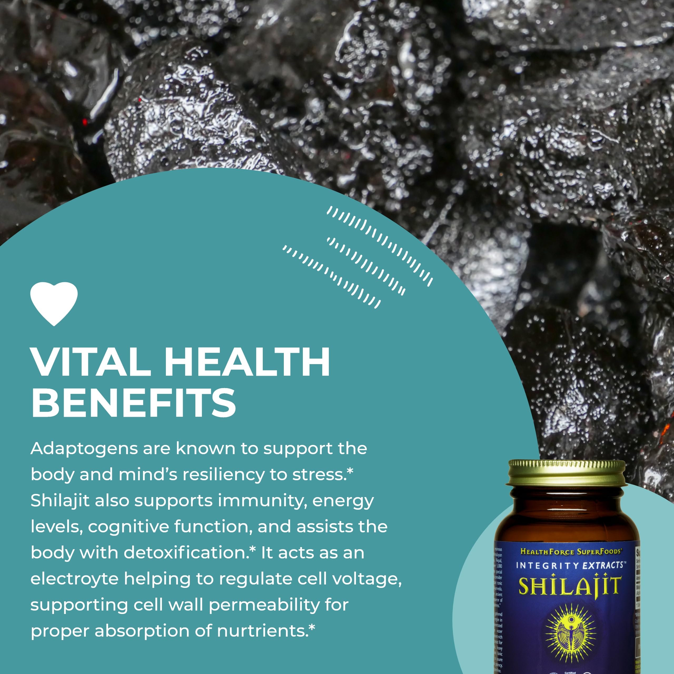 HealthForce Shilajit eco-pack scene illustrating organic formulation