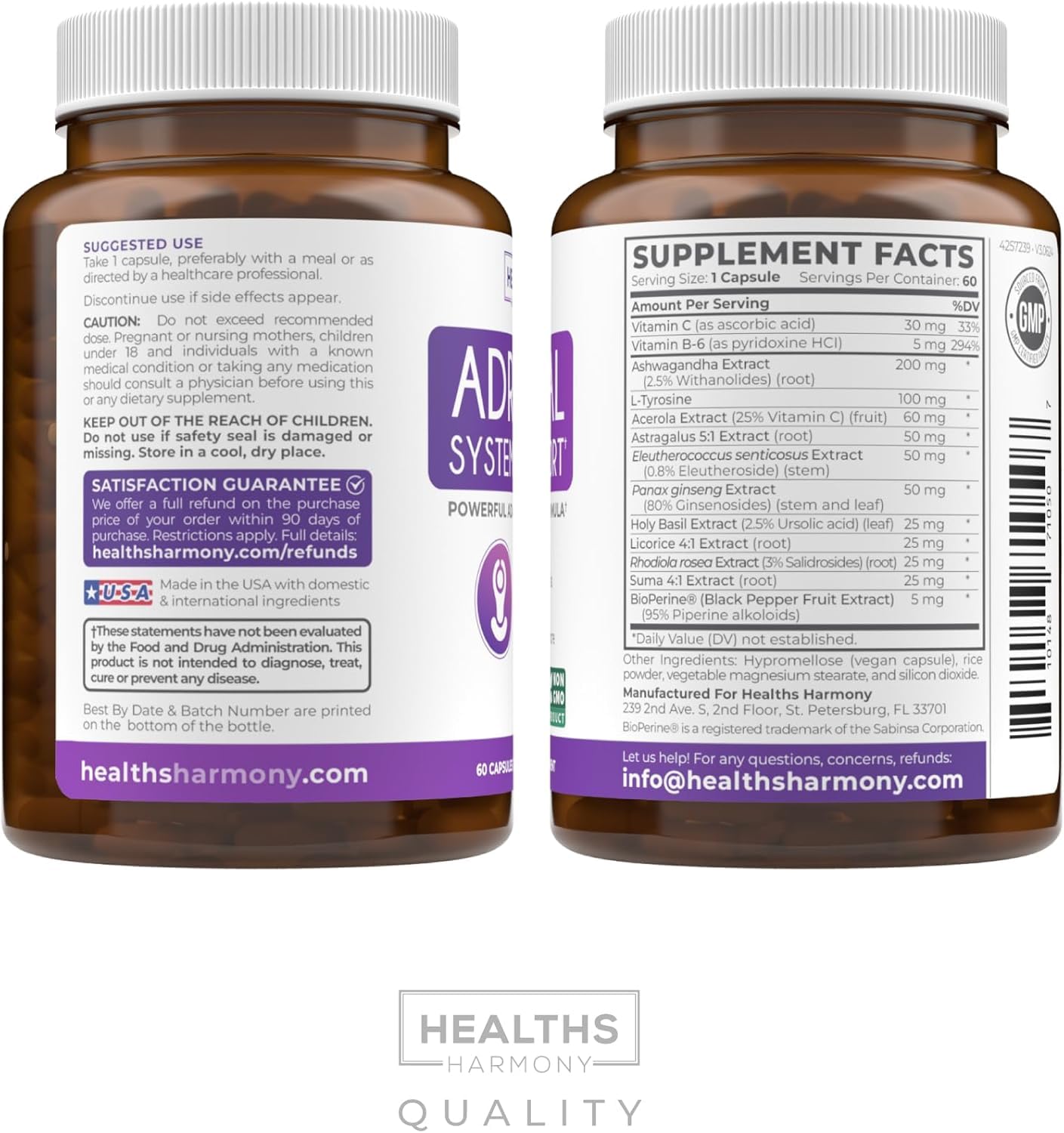 Healths Harmony Adrenal Vitamin C and B6 support immune energy basics