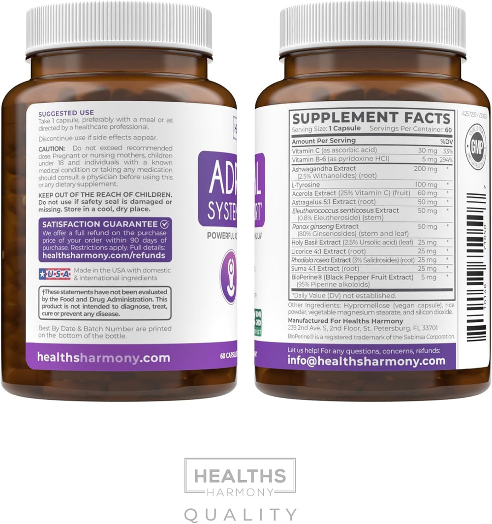 Healths Harmony Adrenal Vitamin C and B6 support immune energy basics