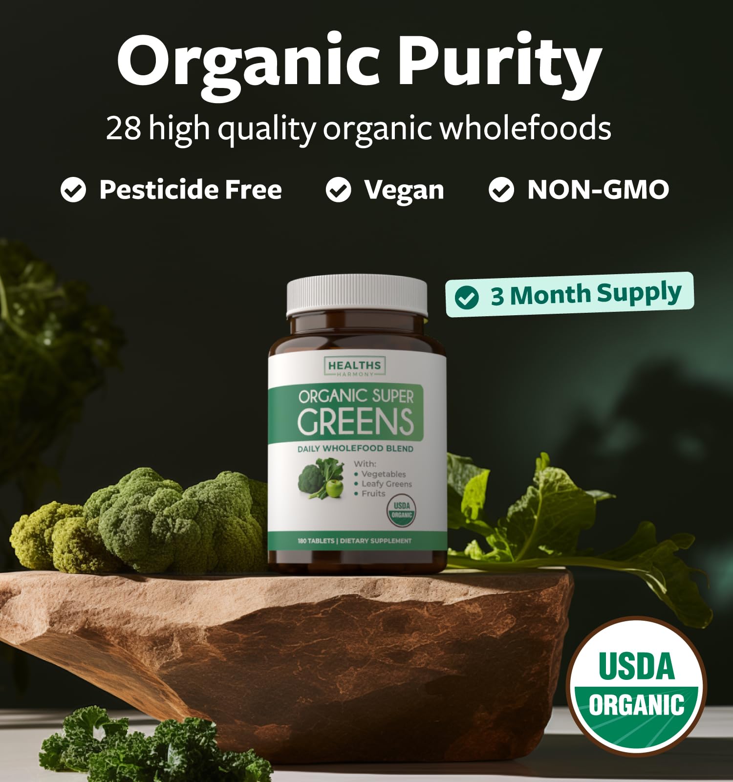 Healths Harmony antioxidant-rich ingredients tablet close-up