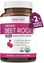 Healths Harmony beet root powder tablets in packaging for convenient daily supplementation.
