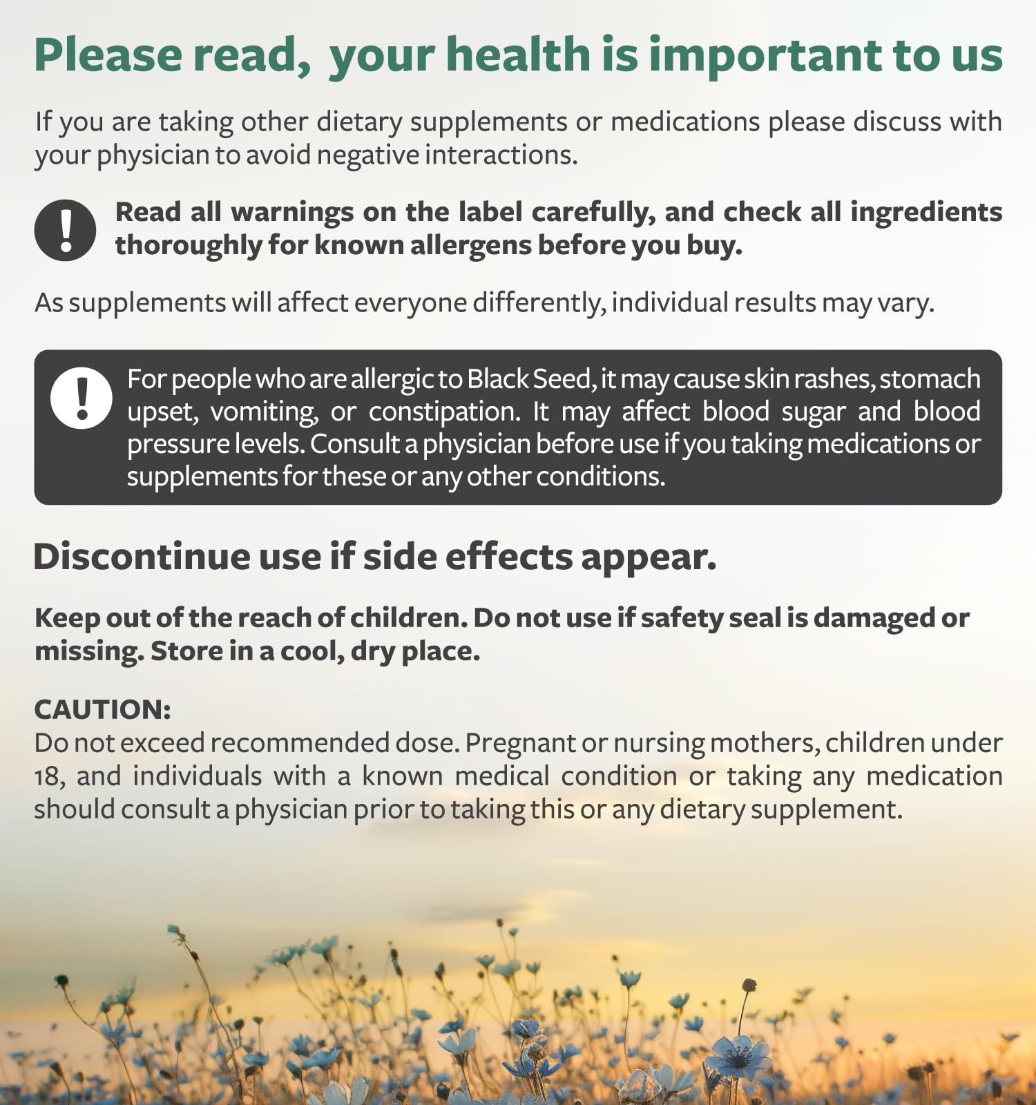 Healths Harmony black seed ingredients infographic