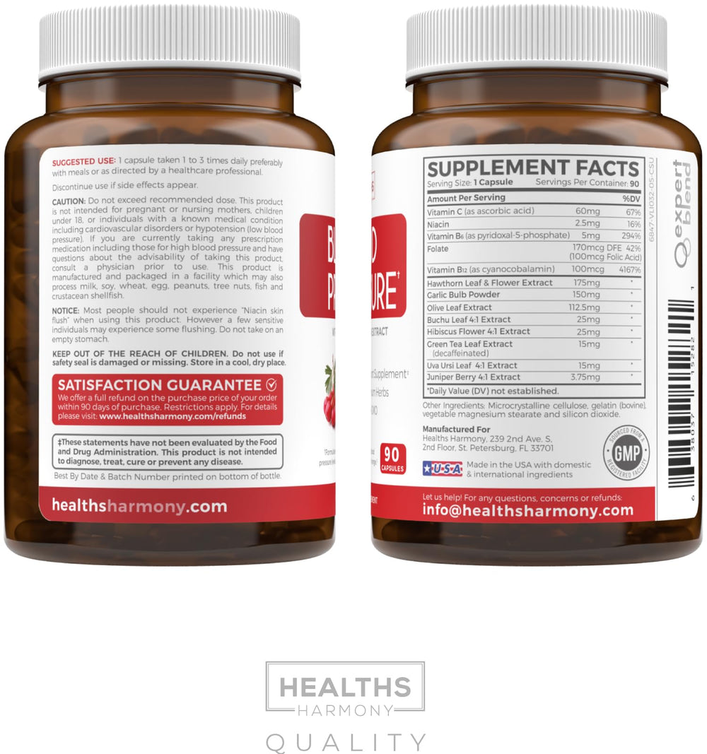 Healths Harmony Bottle label details highlight ingredients and dosage