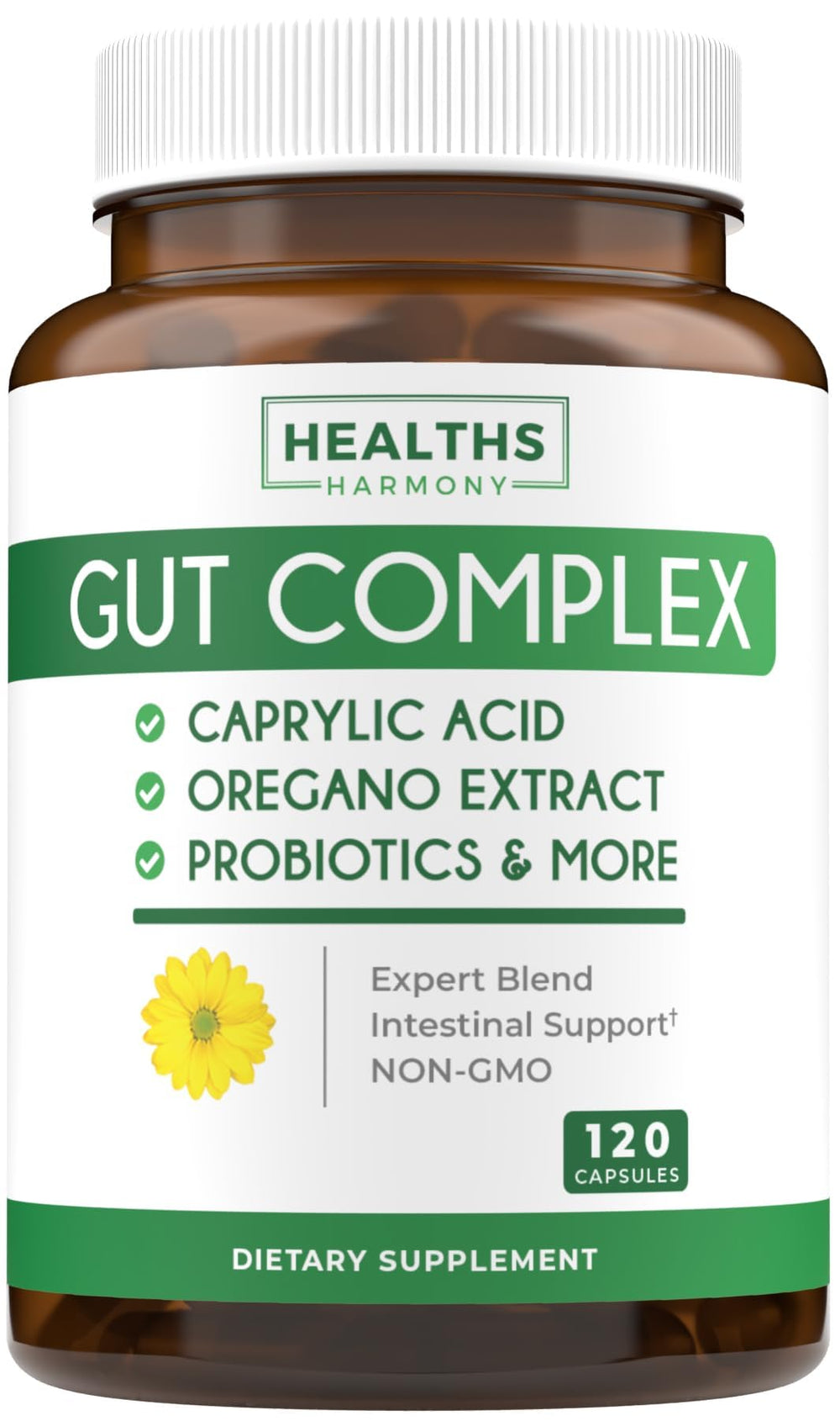 Healths Harmony Candida Support bottle with capsules for balanced gut health