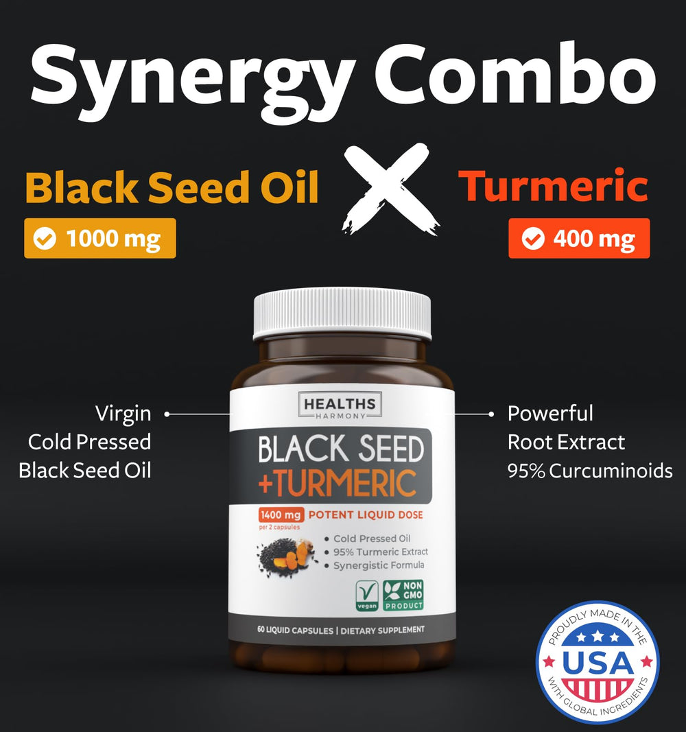 Healths Harmony capsules with turmeric extract highlighting curcuminoids for daily support
