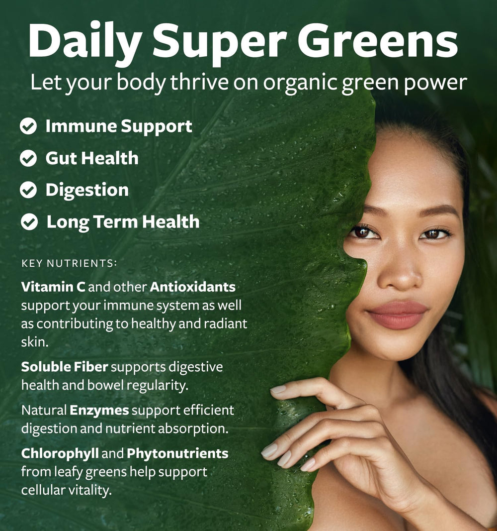 Healths Harmony organic greens tablets in hand, convenient daily nutrition on the go