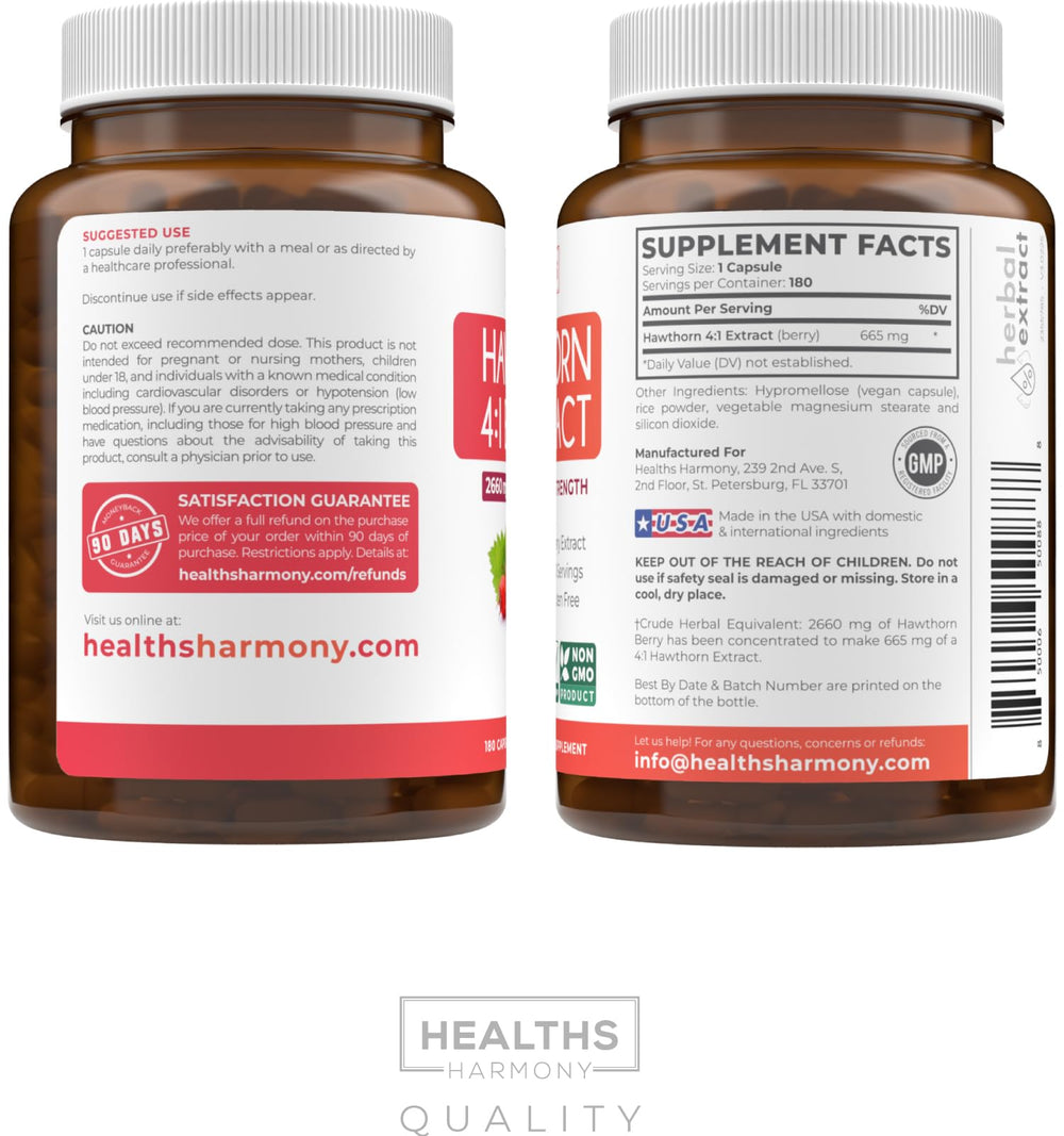 Healths Harmony bottle with label information and sustainability icon suggests responsible packaging