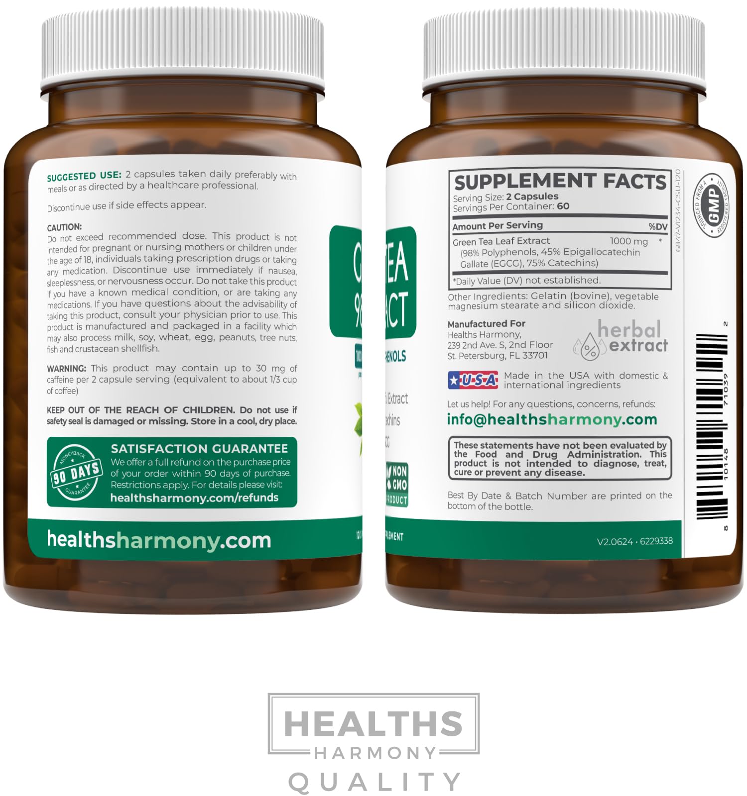 Healths Harmony EGCG capsules rich in polyphenols and catechins