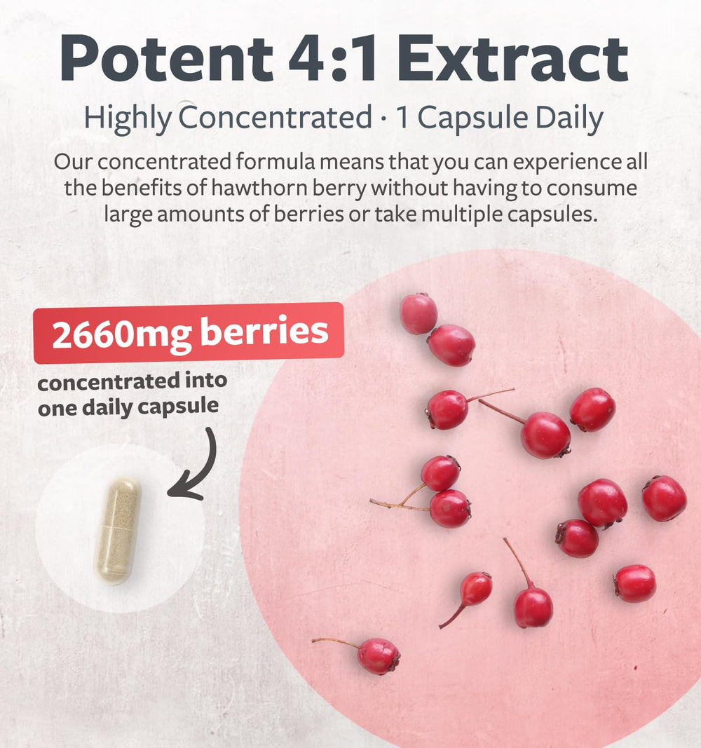 Healths Harmony Hawthorn Berry Extract label berries-only formula highlights purity and premium quality