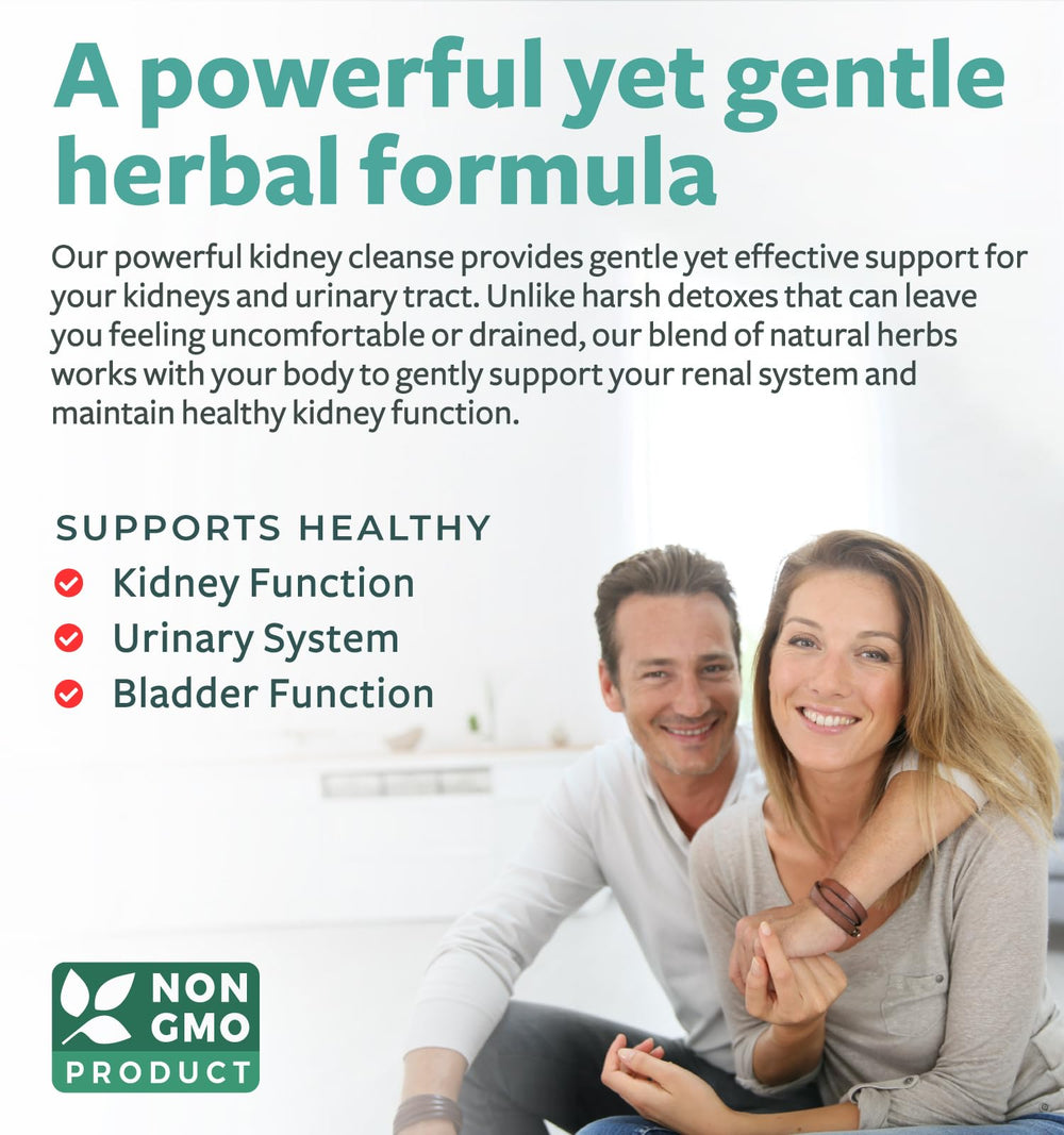 Healths Harmony Kidney Cleanse capsules close-up shows vegan capsules.