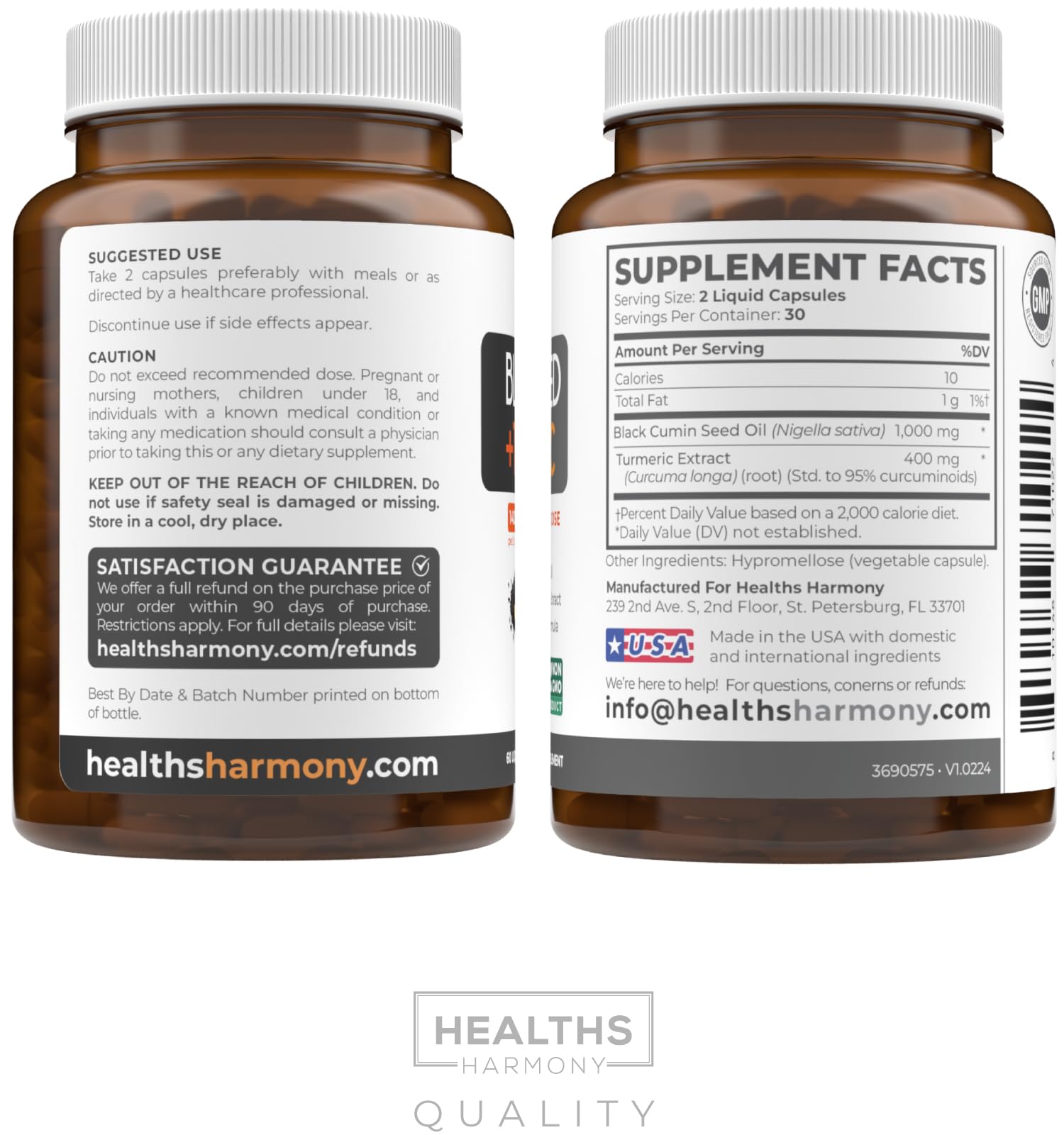 Healths Harmony label showcases curcuminoids and thymoquinone content
