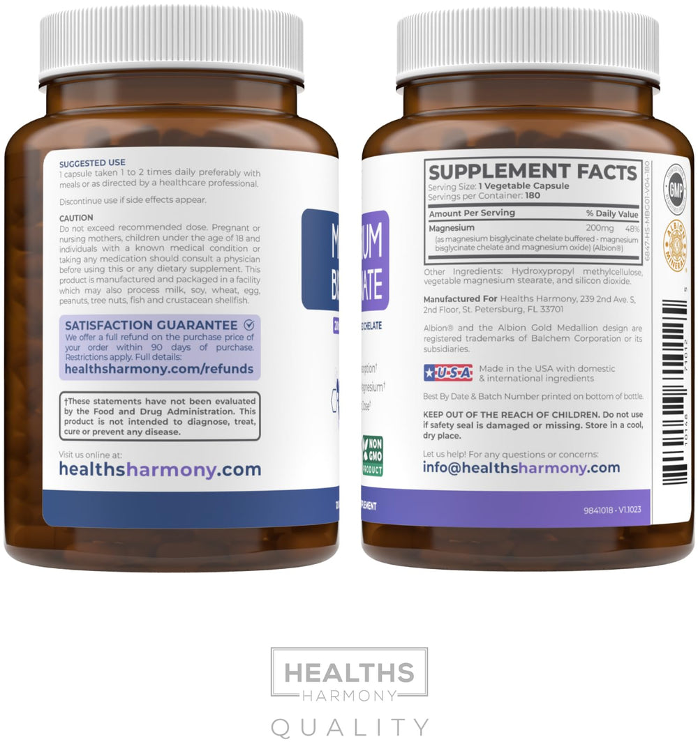 Healths Harmony six-month supply packaging suggests long-term daily magnesium routine.