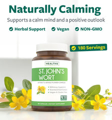 Healths Harmony St. John's Wort capsules closeup of capsules for easy daily use.